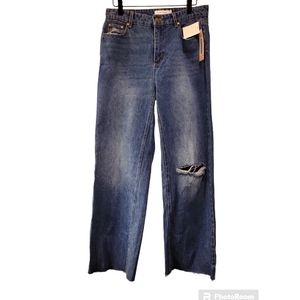 JustFab Jeans, NWT, Wide Leg, Distressed, Frayed on Bottom, Women's sz 29, L-42